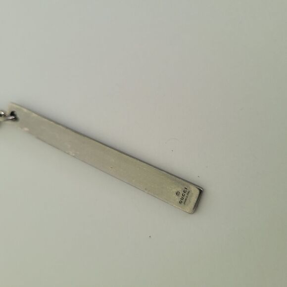 Authentic GUCCI Cell Phone Key Bag Charm Plaque Metal Silver Tone Designer - Picture 2 of 8